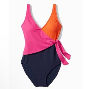 Tommy Bahama Colorblock Wrap-Front One Piece Swimsuit Size 4 NEW SS300314 New !